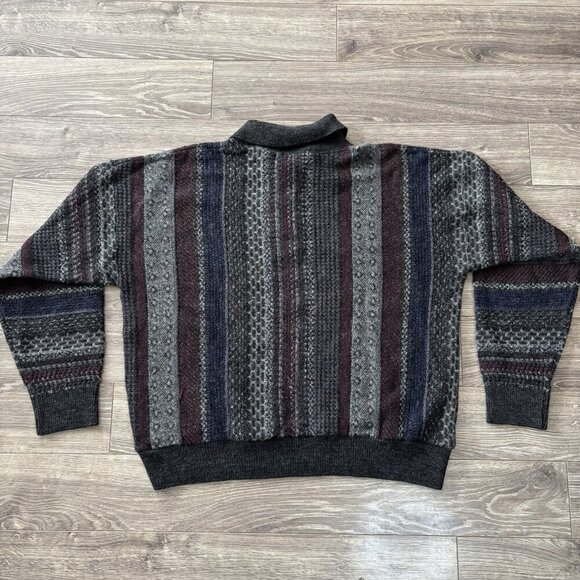 VTG Knitted Coogi Style Sweater Mens L Cooper Grand-pa Wool Pullover 90s Retro - Picture 16 of 16
